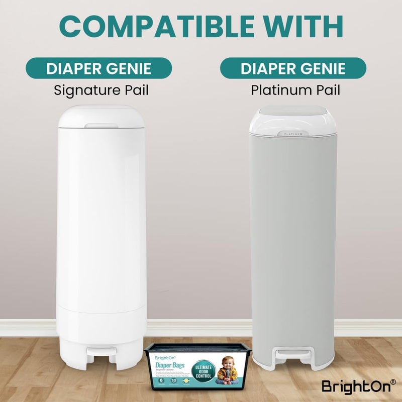 Brighton Diaper Pail Refill Bags Compatible with Genie Easy Roll Signature Diaper Pails, 3-Pack (90 Bags) (Lemon Scented) - Image 2